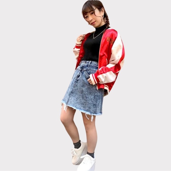 PUNYUS | Japanese Souvenir Bomber Jacket | Satin | Red | Embroidered | Small - Picture 5 of 15